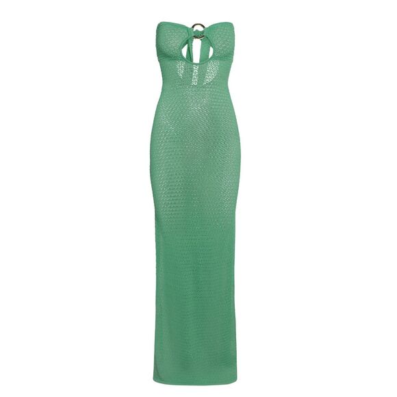 MONDAY Swimwear Montego Bandeau Dress Pond Lace Crochet Green Size Small NWT - Picture 1 of 10